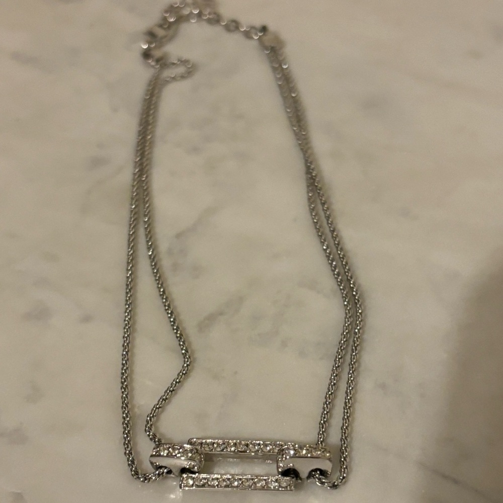Dior Crystal Rhinestone Silver-Toned Choker Necklace